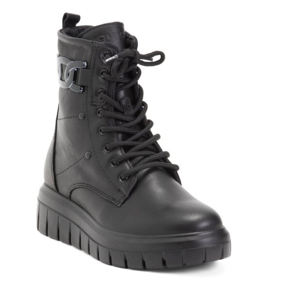 IGI&CO Black Made In Italy Leather Laced Up Booties - Picture 1 of 2